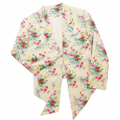 ケンゾー KENZO 美品 80's～90's 花柄 テーラードジャケット ブレザー 変形 総柄 フラワー ヴィンテージ エルカ期 グレー マルチカラー M 0313 ■GY09のサムネイル