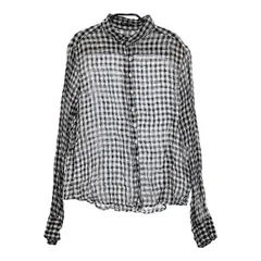 R&D.M.Co- リネン ガーゼ シワ加工 チェック ブラウス シャツ ブラック