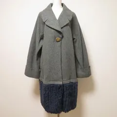 #wnc アズノウアズ AS KNOW AS コート 12 グレー系 紺 アルパカ混 ラビットファー 2WAY スナップボタン レディース [885546]のサムネイル