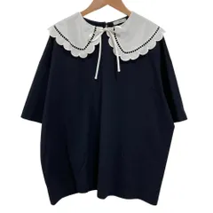 yori ギンガムスカラップカラーカットソー ネイビー yori ギンガムスカラップカラーカットソー ネイビー - メルカリ