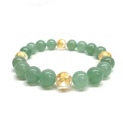 10mm 四神獣金彫水晶×アベンチュリン パワーストーン ブレスレット天然石 運気上昇 開運 金運 恋愛運 お守り 青龍 白虎 玄武 朱雀（シンプル）メンズ・レディース　男性・女性　数珠ブレス　開運 [6]