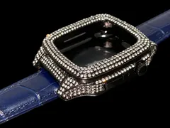 ブラック　ネイビー　applewatchバンド　ステンレス　カバー　キラキラ　ラバーベルト　アップルウォッチケース　44mm45mm  メンズレディース