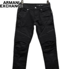 ARMANI EXCHANGE J27 SKINNY BIKER  デニムバイカーパンツ ダメージ加工 リペア加工 ストレッチ W29/約76cm アルマーニエクスチェンジ A|X