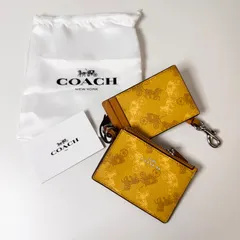 ✨Bランク　  COACH　コインケース　小銭入れ　パスケース　カード入れ　ホース　イエロー　79945　「110EL」