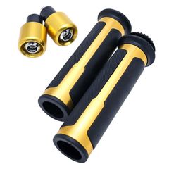 【新着商品】nakira バイクグリップ バーエンド付き 22mm用 貫通 バイクハンドル用 グロム ジョグ シグナスX フォルツァ nkr1152 (ゴールド)