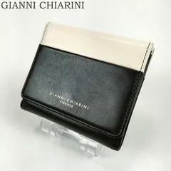 良品 GIANNI CHIARINI ジャンニキアリーニ 三つ折り財布 バイカラー ブラック×ホワイト レディース 中古 財布 小銭入れあり Wホック