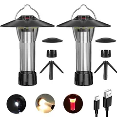 BATOT LEDキャンプランタン USB充電式 ゴールゼロ ランタン 2個入り 多機能ミニランタン 懐中電灯 無段階調光 3色4点灯モード 2600mAh 磁石ベース付き 92g超軽量 7-120時間持つ 380LM超高輝度 IP45防水 登山/夜釣り/ 1