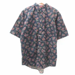 XL/古着 半袖 シャツ メンズ 00s ペイズリー柄 大きいサイズ コットン ボタンダウン 黒他 ブラック 25mar31 中古 トップス