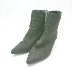 ■ Le Talon ル タロン 異素材 ヒール サイドジップ ポインテッドトゥ ショート丈 ブーツ サイズS ブラック レディース E  【1308290042793】