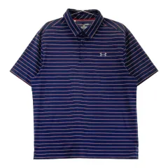 サイズ：XL UNDER ARMOUR アンダーアーマー 1290144 半袖ポロシャツ ボーダー柄 ネイビー系 [240101295390]# ゴルフウェア メンズ ストスト