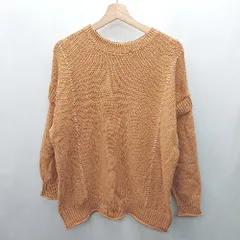 ◇ ⊇ LOWRYS FARM ローリーズファーム バイカラーステッチ 長袖 ニット サイズ2 キャメル レディース E  【1502060036092】