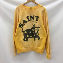 SAINT Mxxxxxx 4CRW N SWT セントマイケル ヴィンテージ加工　COWプリントスウェット　イエロー　サイズM　/m 241202 01142hi◇128