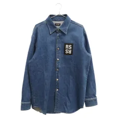 RAF SIMONS (ラフシモンズ) 19AW CARRY OVER SLIM FIT DENIM SHIR 192-241 ロゴパッチオーバーサイズデニム長袖シャツ インディゴのサムネイル