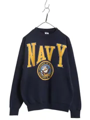 【お得なクーポン配布中!】 90s USA製 US NAVY ビッグ プリント スウェット メンズ M / 古着 オールド トレーナー クルーネック 裏起毛 軍物 USN ミリタリー ネイビー