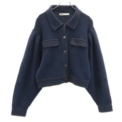 ZARA ザラ ニットジャケット M インディゴ レディース 古着