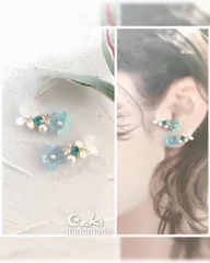 お花✿*:ブルー(濃淡有)ピアスorイヤリング♪ハンドメイド