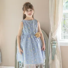 【サックス】刺繍チュールドレス TAK キッズ キャサリンコテージ