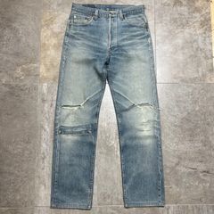 Levi's 501 ストレートデニムパンツ W31 L36  刻印555 再構築 リメイク ブルー リーバイス ダメージ  ボタンフライ  古着