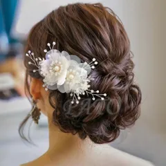 チュール フラワー ヘアピン★ブライダル ウェディング 結婚式 ヘアアクセサリー ヘアピン ボンネ