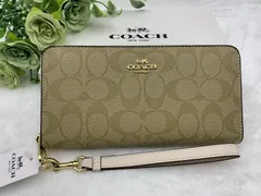 2024年最新】コーチ coach 長財布 シグネチャー柄 カーキ×ゴールド ...