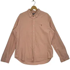 90's vintage 90年代 ヴィンテージ Polo by Ralph Lauren ポロバイラルフローレン ポニー刺繡 長袖 シャツ ボタンダウン オーバーサイズ ビッグシルエット フィリピン製 XLサイズ サーモンピンク