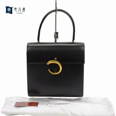 Cartier カルティエ パンテール ハンドバッグ パンサーライン ブラック ゴールド金具 レザー 本革 手提げカバン  JA-17590