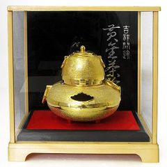 黄金茶釜 千利休 小釜 茶道具セット（ガラスケース・木札付き） - メルカリ