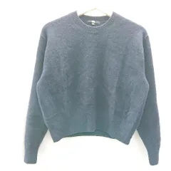 ◇ UNIQLO ユニクロ 毛100% クルーネック 無地 シンプル 長袖 ニット セーター サイズM ネイビー レディース E  【1402200027143】