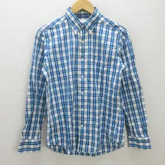 G■ユナイテッドアローズ/UNITED ARROWS AUTHENTICWEAR 長袖BDシャツ/チェック柄【S】青/men's/82【中古】■