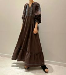 IENA イエナ コットンシルクエンブロイダリーワンピース ロングワンピース 刺繍 22-040-900-5560-2-0 ブラウン 茶 Sサイズ レディース 春 recollect有明ガーデン店 23 No.国285Y