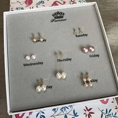 イヤリング7点セット 淡水パール US14金925シルバーピンピアス 細かいラッピング ホリデーギフト