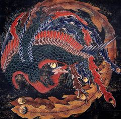 吉祥日本画「運命の輪 天輪龍王図・八方睨み」最強のドラゴン - メルカリ