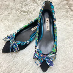 ダイアナ　DIANA　パンプス　フラットシューズ　スカーフ　リボン