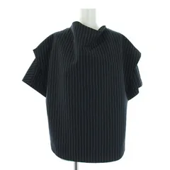 未使用品 ウェルダン WE11DONE 2022 NAVY COWL NECK TOP シャツ ブラウス ストライプ 半袖 S 紺 ネイビー ウェルダン WE11DONE 2022 NAVY COWL NECK TOP シャツ ブラウス