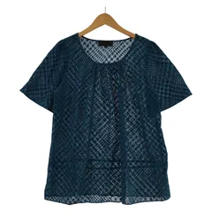 UNTITLED アンタイトル ラウンドネック 総柄 シアーカットソー size2/ブルー