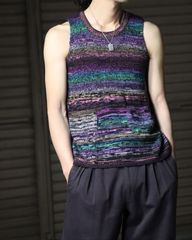 gradation color hem flare sleeveless knit 70s 80s グラデーション ボーダー ヘムフレア ニット ベスト vintage
