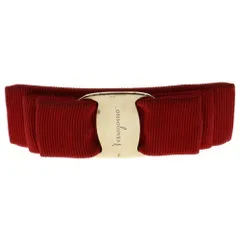 Salvatore Ferragamo (サルヴァトーレ フェラガモ) ヴァラ リボン バレッタ レッド キャンバス ゴールド金具 ヘアアクセサリーのサムネイル