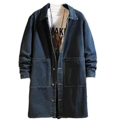 5XL_ブルー [Msymay] トレンチコート メンズ デニム ジーンズ スプリング デニムコート Gジャン ロング丈 アウター コート ロングコート カジュアル 紳士 春 秋 冬