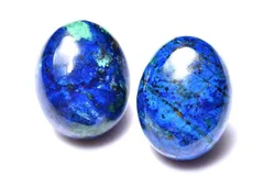 高品質 アズライト　18-20x14-15mm　オーバル 2個セット ルース パワーストーン 天然石 _PRG2339-2