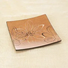 天然木製 ８寸 角盛皿 スイングフラワー お皿 24.3cm プレート 割れにくい 角皿 花柄