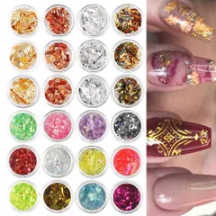 【新着商品】ネイルナゲット シルバー 24点セット ゴールド キラキラ 乱切りホログラム ホログラム ジェルネイル 埋込 ネイルホイル ネイルパーツ レジン封入 Kingsie 材料 マニキュア