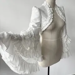ゴシックロリータ風 フリルボレロ 長袖 ジャカード レース袖 カーディガン