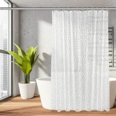 OTraki シャワーカーテン 半透明 幅90cm 丈160cm お風呂カーテン 3Dウオーターキューブ立体加工 プライバシー保護 目隠し 浴室カーテン EVA素材 防カビ 防水 リング付属 Shower curtain 取付簡単 間仕切り バス用品 90x1