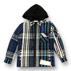 OFF-WHITE 19AW PADDED FLANNEL SHIRT パテッドフランネルチェックシャツジャケット ブルゾン パーカー フーディー オフホワイト OMGA061E19E23002 ブルー S 87823A7