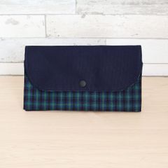 緑チェック 紺 タータンチェック マルチケース 母子手帳ケース／お薬手帳ケース／通帳ケース／スリムポーチ／ハンドメイド