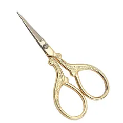 【人気商品】ステンレス製 良い切れ味 DIY 小さい手芸はさみ 裁縫ツール 糸きりハサミ 手芸用 手軽 縫製はさみ 持ちやすい ヴィンテージ 刺繍ハサミ (ゴールド)