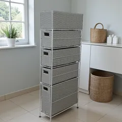 送料無料  E　【新品】幅15.5cm　ラタン調 ランドリーチェスト　スリムタイプ　隙間収納　FF16640