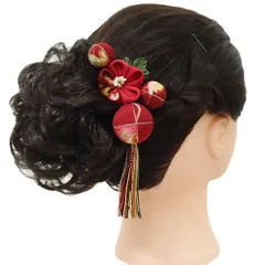 髪飾り 成人式 つまみ細工 赤 振袖 前撮り 袴 花 浴衣 夏祭り 花火大会 3点セット 浴衣 かんざし 卒業式 フォーマル 髪型 ヘア No.9-3810