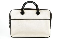 【美品】HERMES エルメス プリュムドッグ38 ハンドバッグ □F刻印 トワルアッシュ×ヴォーバレニア【SU76】