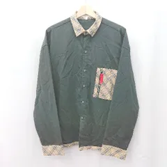 ◇ ⊂ INTER FACTORY インターファクトリー チェック柄 長袖 シャツ サイズL ブラック ベージュ系 メンズ E  【1506130001072】